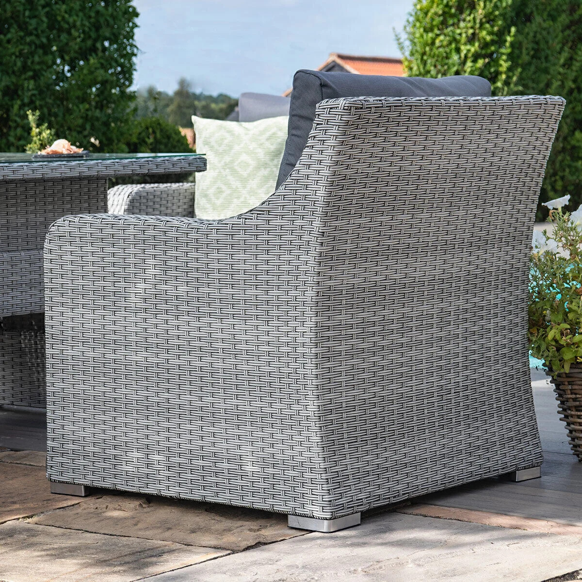 Ascot 3 Seat Rattan Sofa Dining Set with Rising Table & Weatherproof Cushions - Image 7