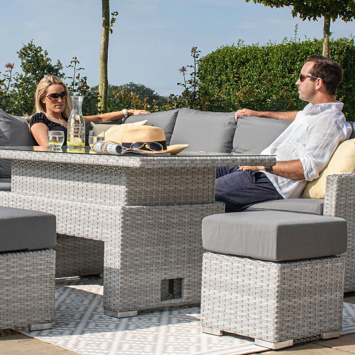Ascot Rectangular Rattan Corner Dining Set with Rising Table & Weatherproof Cushions - Image 5