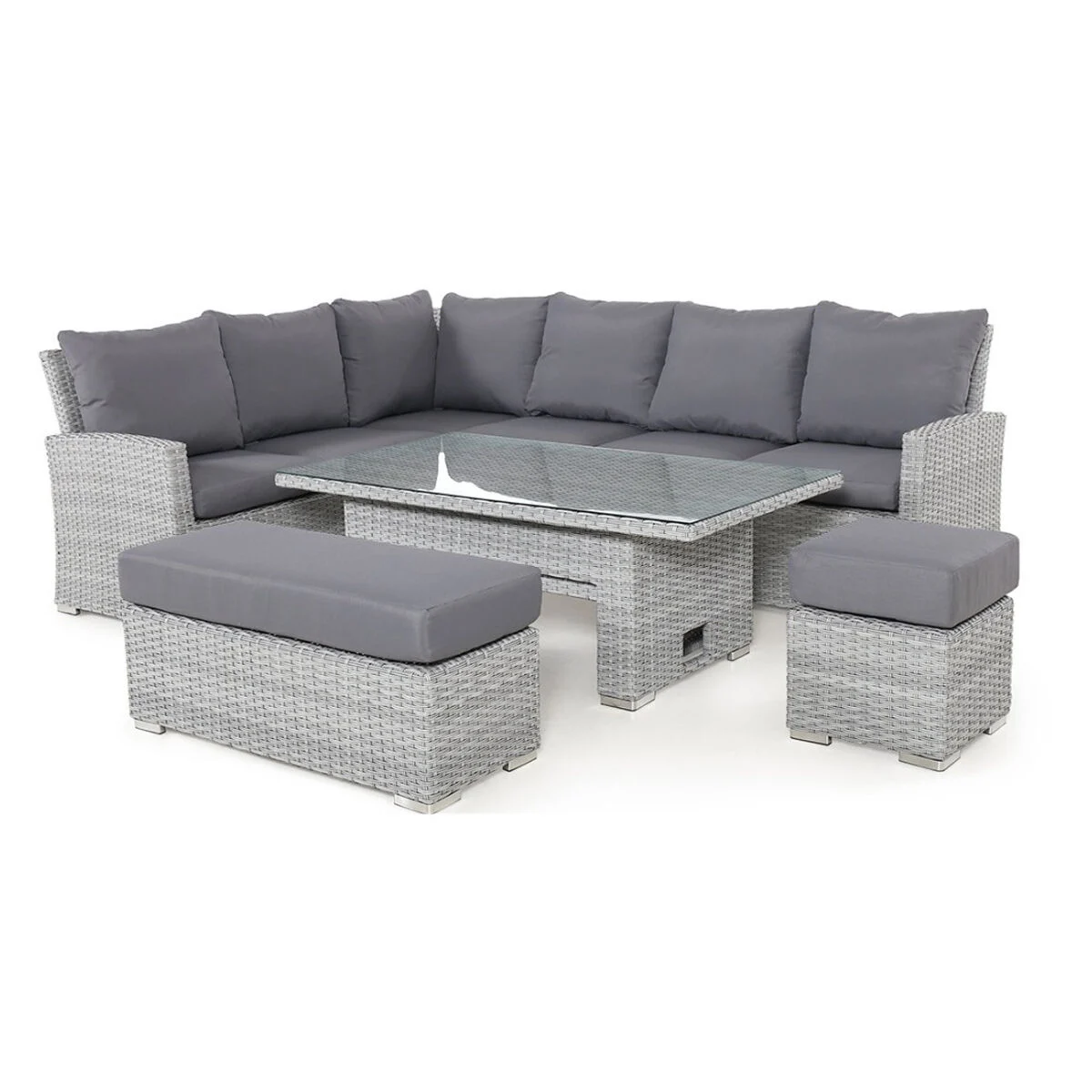 Ascot Rectangular Rattan Corner Dining Set with Rising Table & Weatherproof Cushions - Image 6