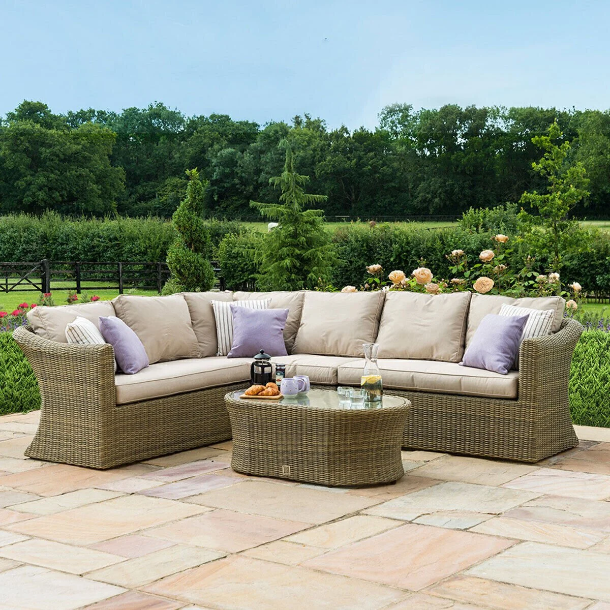 Winchester Large Rattan Corner Sofa Group with Armchair - Image 2