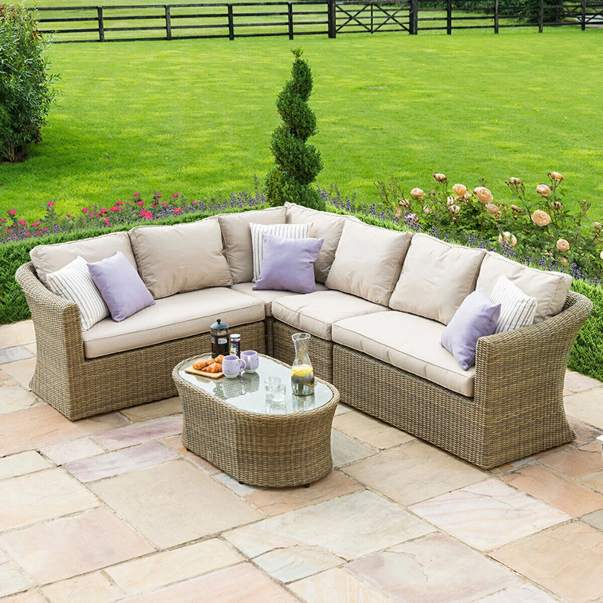 Winchester Large Rattan Corner Sofa Group with Armchair - Image 5