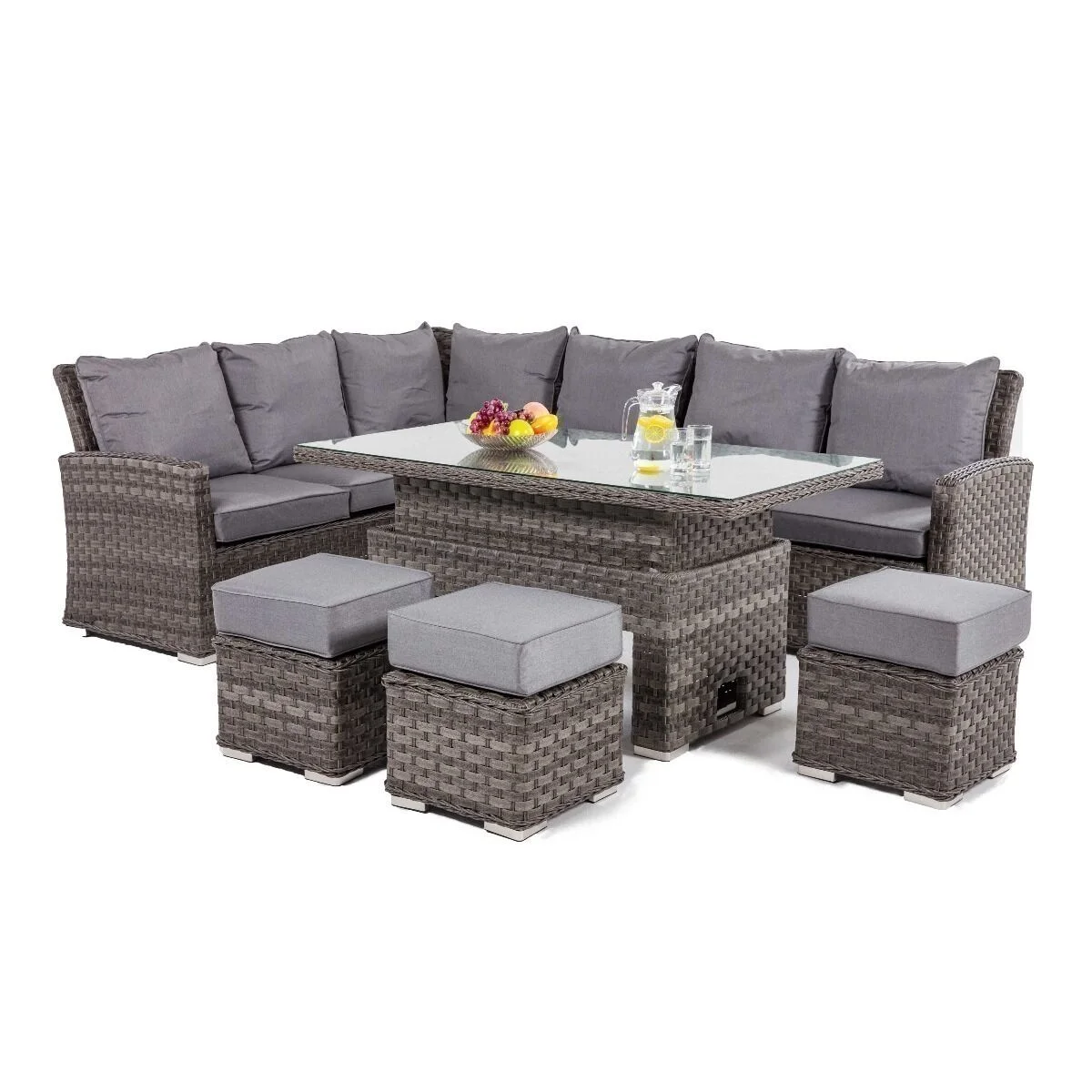 Victoria Rectangular Corner Rattan Dining Set with Rising Table - Image 6
