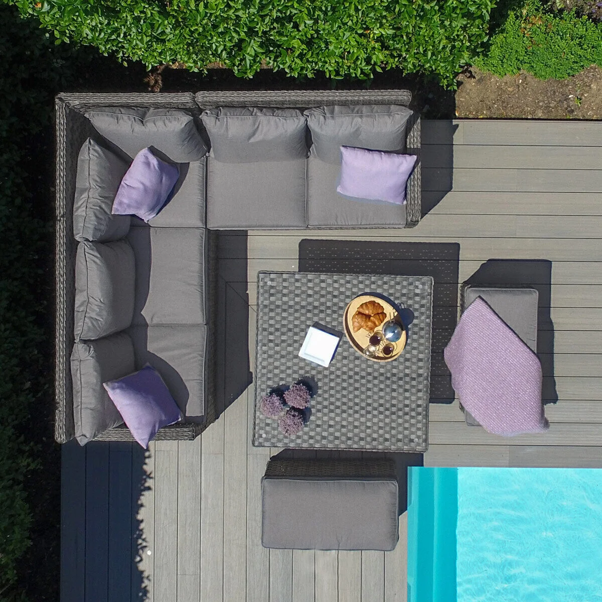 Victoria Square Rattan Corner Dining Set with Rising Table - Image 2