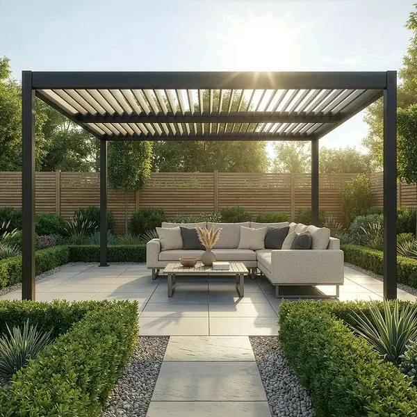 Como 4m x 4m Aluminium Metal Outdoor Garden Pergola - Grey