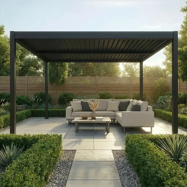 Como 4m x 4m Aluminium Metal Outdoor Garden Pergola - Grey