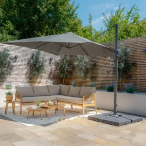 Oak Garden Land - Helios 3m x 3m Square Rotating Cantilever Parasol with Base - Oil Green