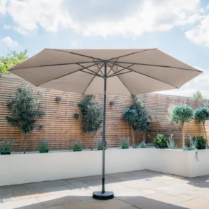 Oak Garden Land - Capri 3.5m Round Tilting Table Parasol with Crank Handle - Clay Beige