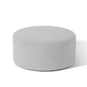 Oak Garden Land - Outdoor Fabric Ambition Quilted Footstool - Lead Chine