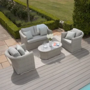 Oak Garden Land - Oxford 2 Seat Rattan Sofa Set - Ceramic Glass
