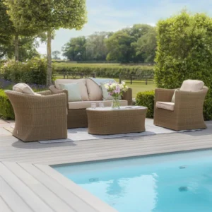 Oak Garden Land - Winchester 2 Seat Rattan Sofa Set - Ceramic Glass