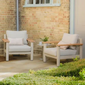 Oak Garden Land - Sicily Rope Weave Lounge Set with Round Side Table - Latte