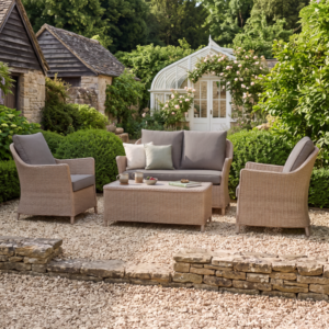 Oak Garden Land - Turin 2 Seat Rattan Sofa Set with Rectangular Coffee Table - Natural