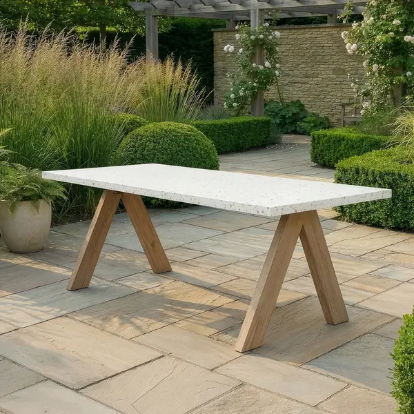 Oak Garden Land - Antigua 8 Seat Rectangular Garden Dining Table - Terrazzo