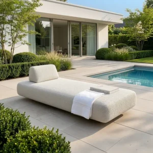 Oak Garden Land - Outdoor Fabric Cannes Sunlounger - Pebble