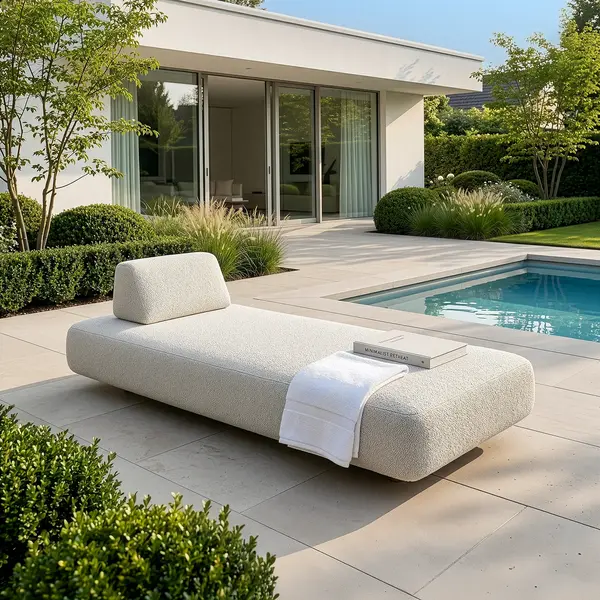 Oak Garden Land - Outdoor Fabric Cannes Sunlounger - Pebble