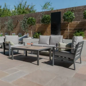Oak Garden Land - Vancouver 2 Seat Aluminium Sofa Set with Rectangular Coffee Table - Dove Grey