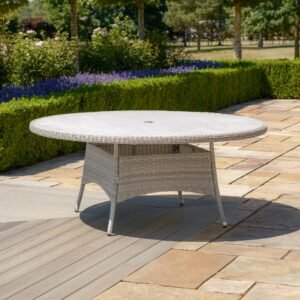Oak Garden Land - Oxford 8 Seat Round Rattan Dining Table - Ceramic Glass (Table Only)