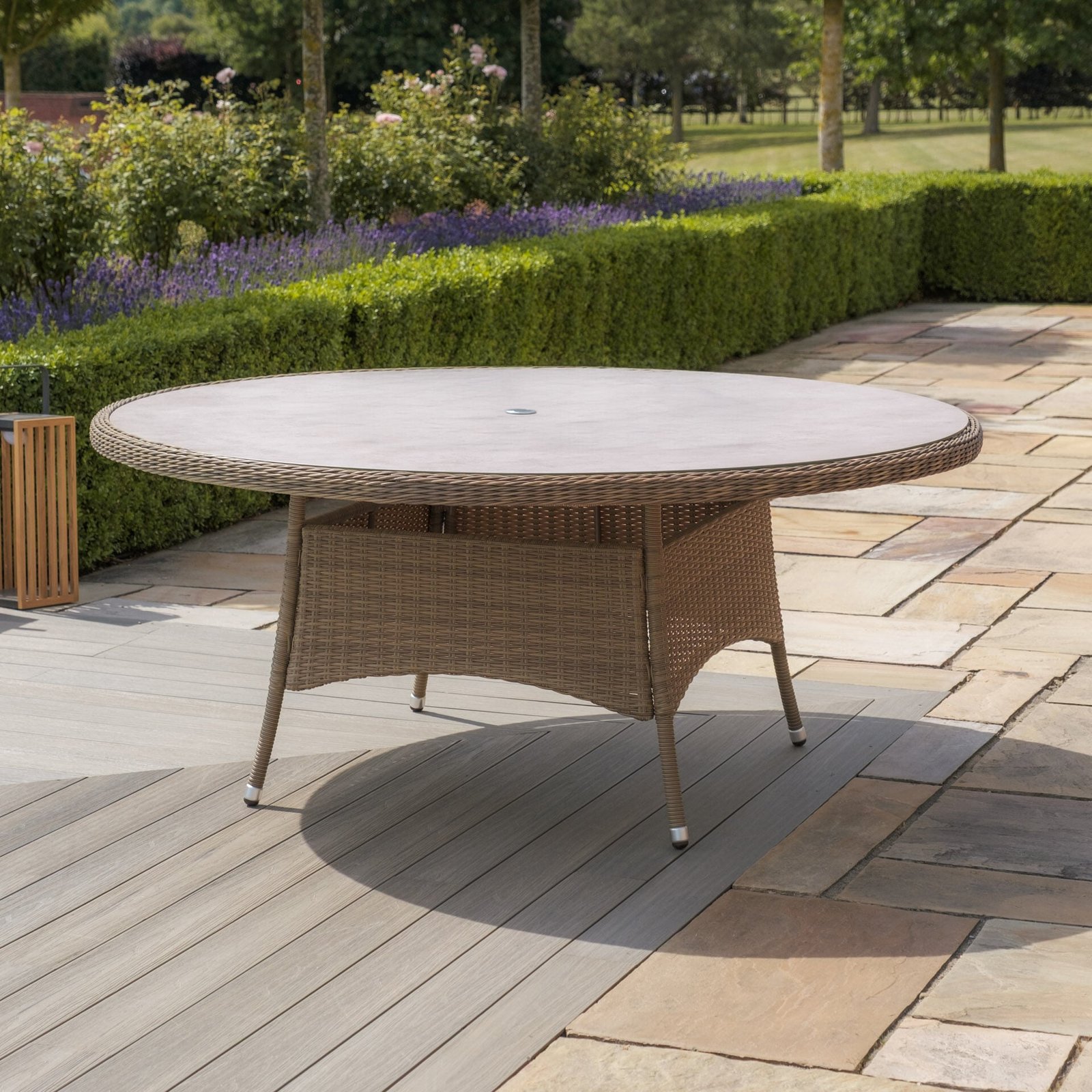 Oak Garden Land - Winchester 8 Seat Round Rattan Dining Table - Ceramic Glass (Table Only)