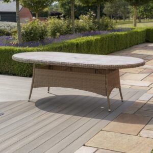 Oak Garden Land - Winchester 8 Seat Oval Rattan Dining Table - Ceramic Glass (Table Only)