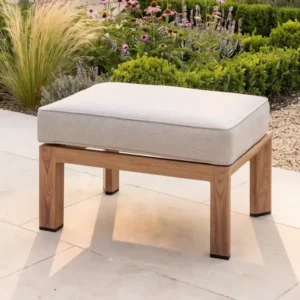 Oak Garden Land - New York Aluminium Garden Footstool - Wood Effect