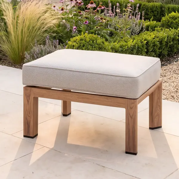 Oak Garden Land - New York Aluminium Garden Footstool - Wood Effect