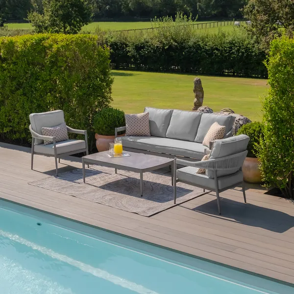 Oak Garden Land - Florence Rope Weave 3 Seat Sofa Set with Rectangular Coffee Table