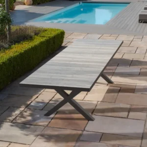 Oak Garden Land - Vienna 6 - 10 Seat Extending Rectangular Dining Table with Charcoal Aluminium Frame