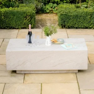 Oak Garden Land - Rectangular Garden Stone Coffee Table in Marble Effect