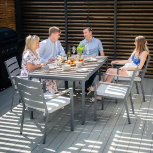 Oak Garden Land - Vancouver 6 Seat Aluminium Rectangular Dining Set - Dove Grey
