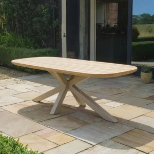 Oak Garden Land - Sicily 6 Seat Rectangular Teak Garden Dining Table - Latte