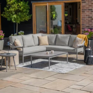 Oak Garden Land - Florence Rope Weave Small Corner Sofa Set with Rectangular Coffee Table