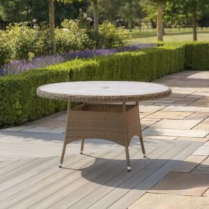 Oak Garden Land - Winchester 6 Seat Round Rattan Dining Table - Ceramic Glass (Table Only)