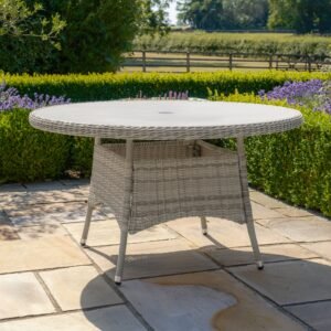 Oak Garden Land - Oxford 6 Seat Round Rattan Dining Table - Ceramic Glass (Table Only)