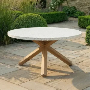 Oak Garden Land - Antigua 6 Seat Round Garden Dining Table - Terrazzo