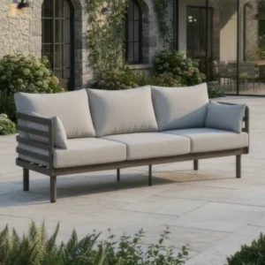 Oak Garden Land - Metro Aluminium 3 Seat Garden Sofa - Café Almond