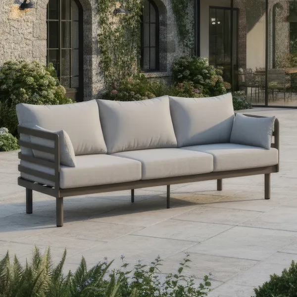 Oak Garden Land - Metro Aluminium 3 Seat Garden Sofa - Café Almond
