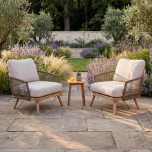 Oak Garden Land - Bali Rope Weave Lounge Set with Square Side Table