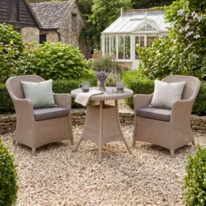 Oak Garden Land - Turin 3 Piece Rattan Bistro Set - Natural
