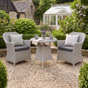 Oak Garden Land - Turin 3 Piece Rattan Bistro Set - Light Grey