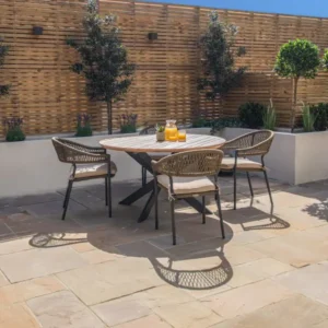 Oak Garden Land - Bali Rope Weave 4 Seat Round Dining Set