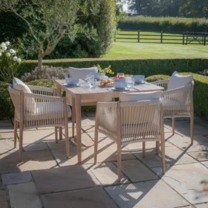 Oak Garden Land - Havana Rope Weave 4 Seat Square Dining Set
