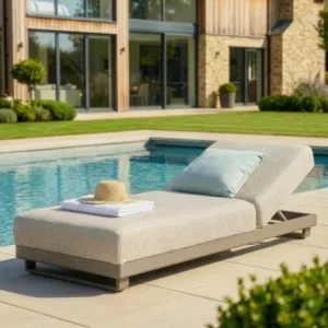 Oak Garden Land - Outdoor Fabric Ibiza Sunlounger - Latte