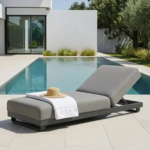 Oak Garden Land - Outdoor Fabric Ibiza Sunlounger - Zinc Grey