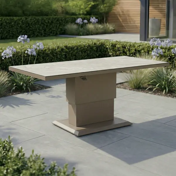 Oak Garden Land - Aluminium Rectangular Outdoor Rising Table - Café