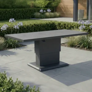 Oak Garden Land - Aluminium Rectangular Outdoor Rising Table - Charcoal