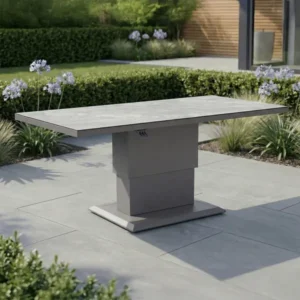Oak Garden Land - Aluminium Rectangular Outdoor Rising Table - Dawn Grey
