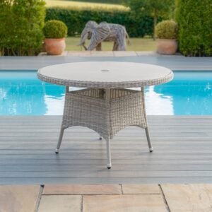Oak Garden Land - Oxford 4 Seat Round Rattan Dining Table - Ceramic Glass (Table Only)
