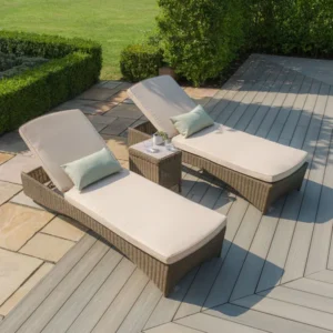 Oak Garden Land - Winchester Rattan Sunlounger Set - Ceramic Glass