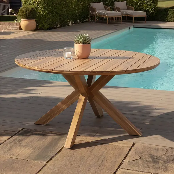 Oak Garden Land - Porto Acacia Wood 4-6 Seat Round Dining Table
