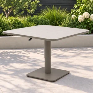 Oak Garden Land - Aluminium Rounded Large Square Rising Table with Ceramic Glass - Latte